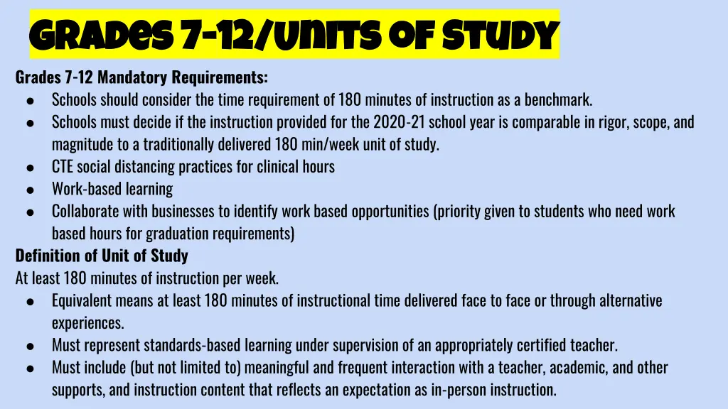 grades 7 grades 7 12 units of study 12 units
