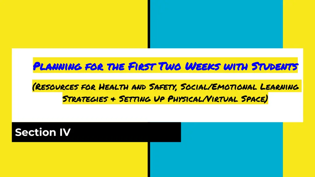 planning for the first two weeks with students