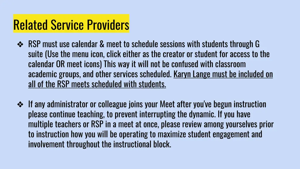 related service providers rsp must use calendar