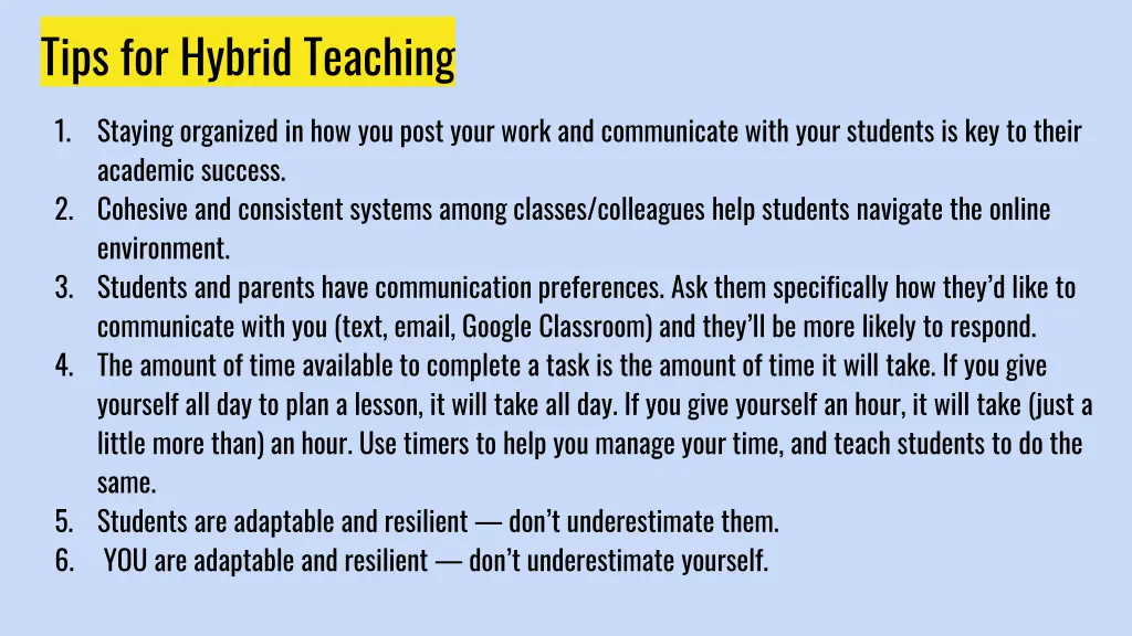tips for hybrid teaching