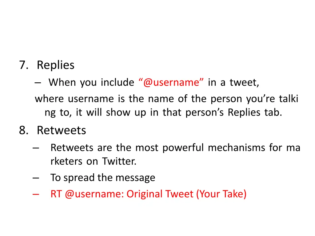 7 replies when you include @username in a tweet