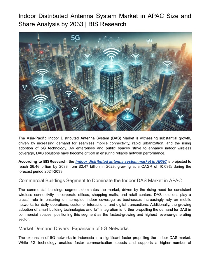 indoor distributed antenna system market in apac