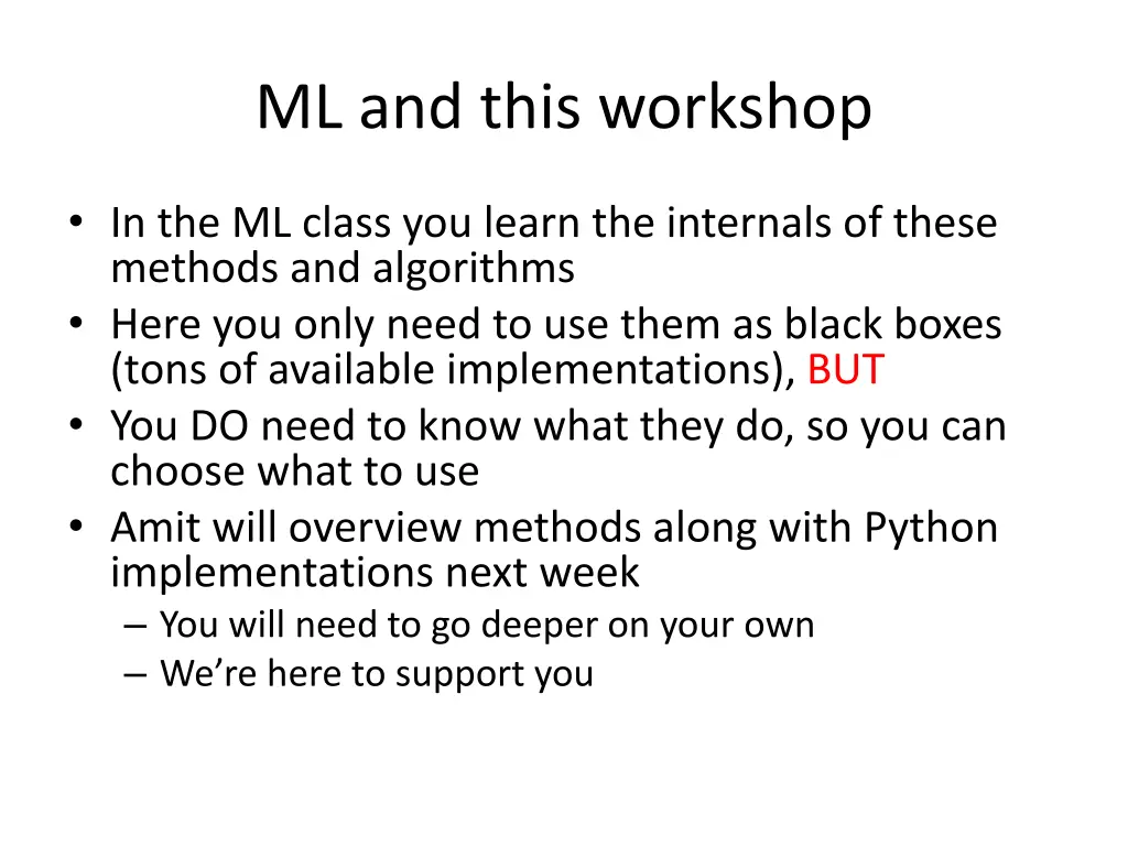 ml and this workshop