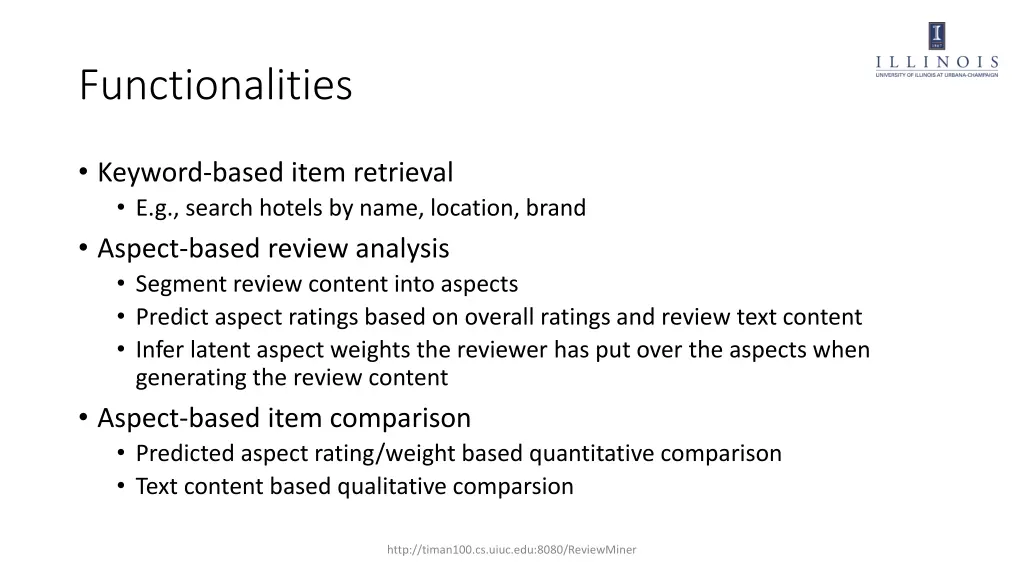 functionalities