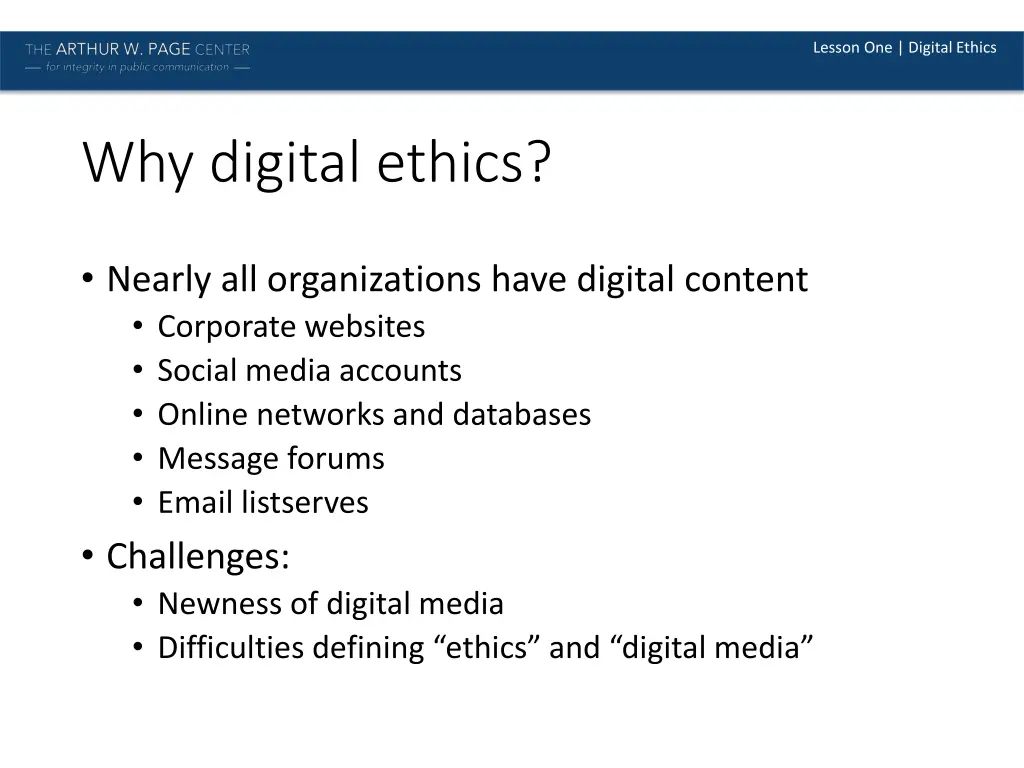 lesson one digital ethics