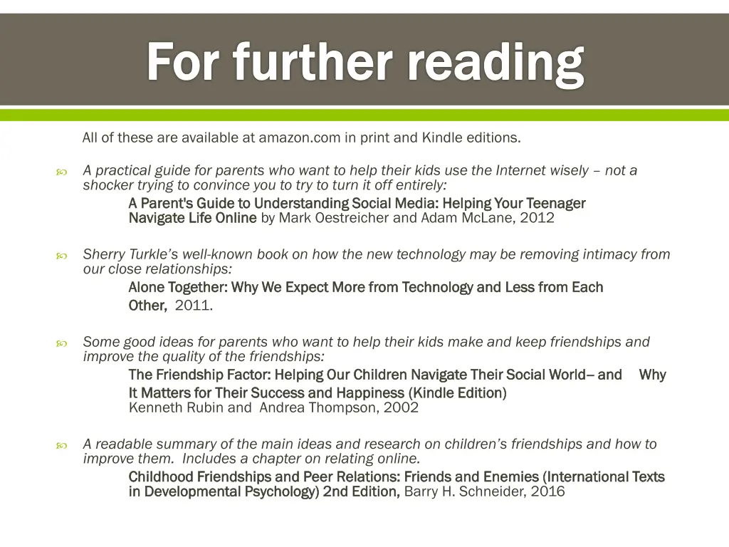for further reading