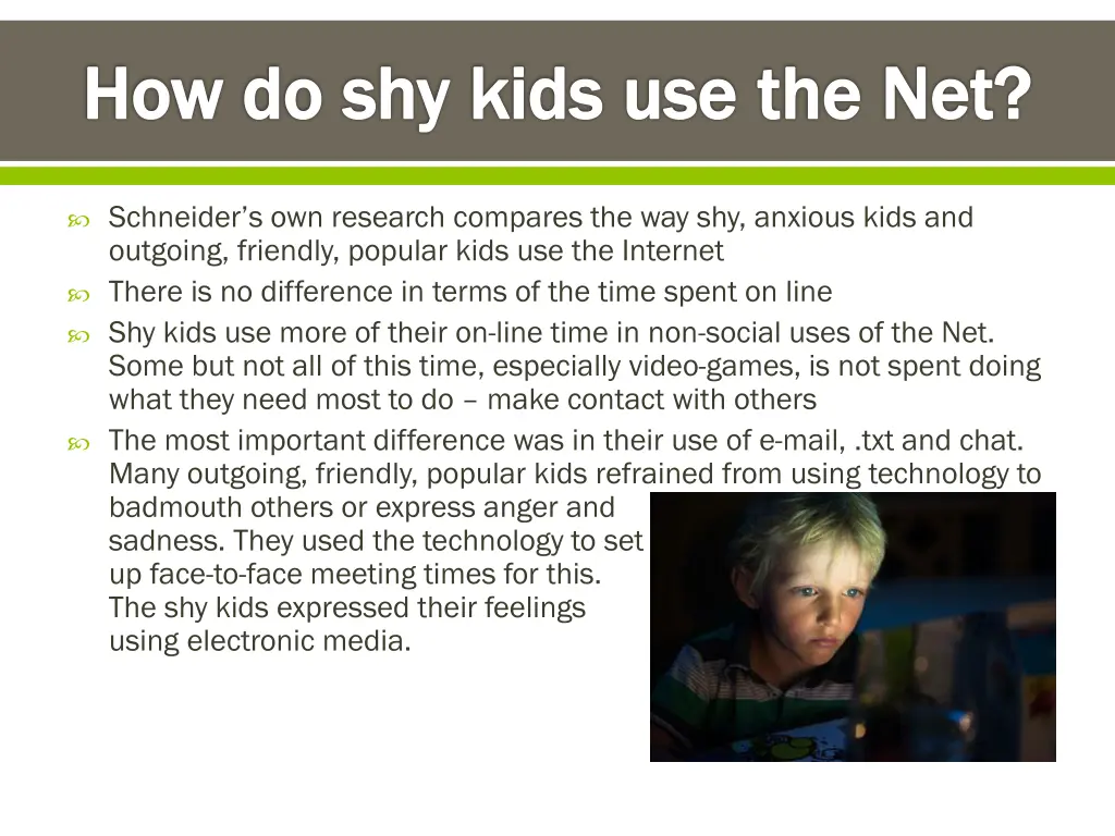 how do shy kids use the net