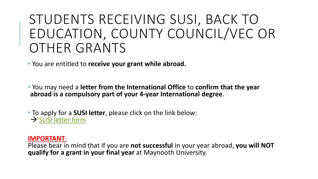 students receiving susi back to education county