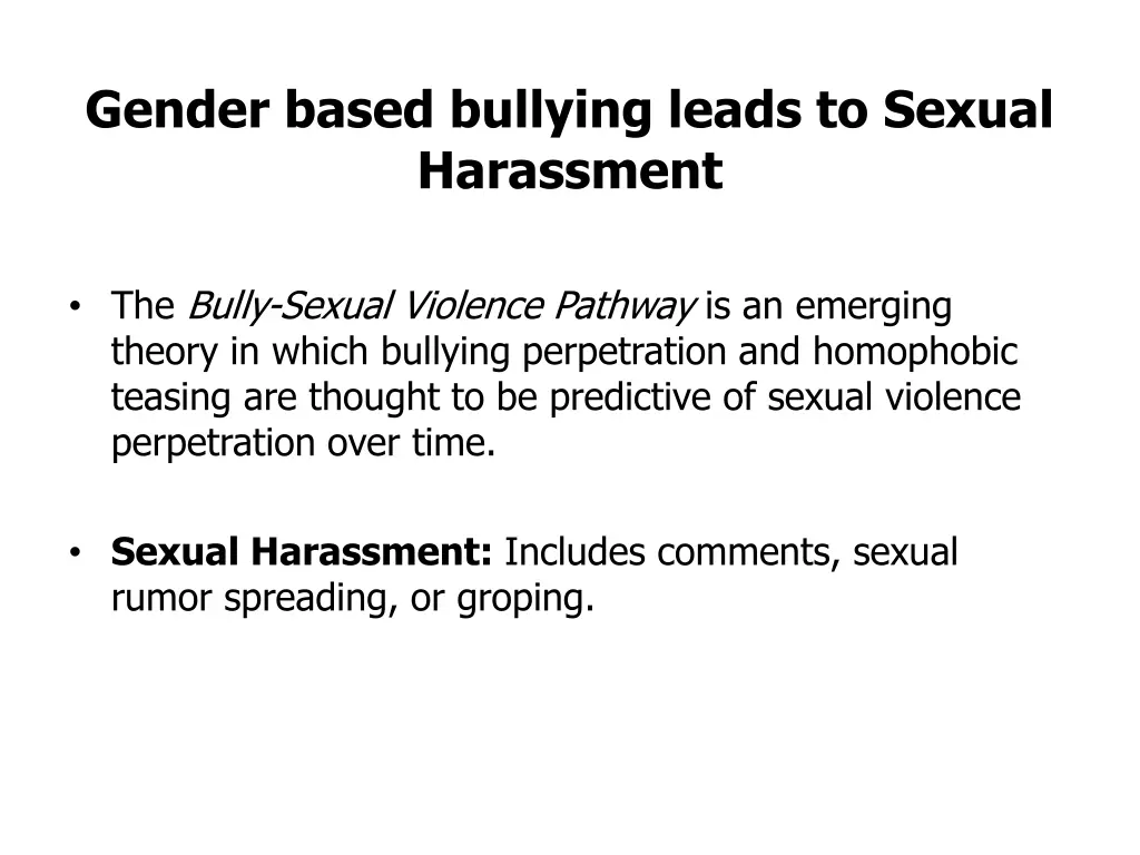 gender based bullying leads to sexual harassment