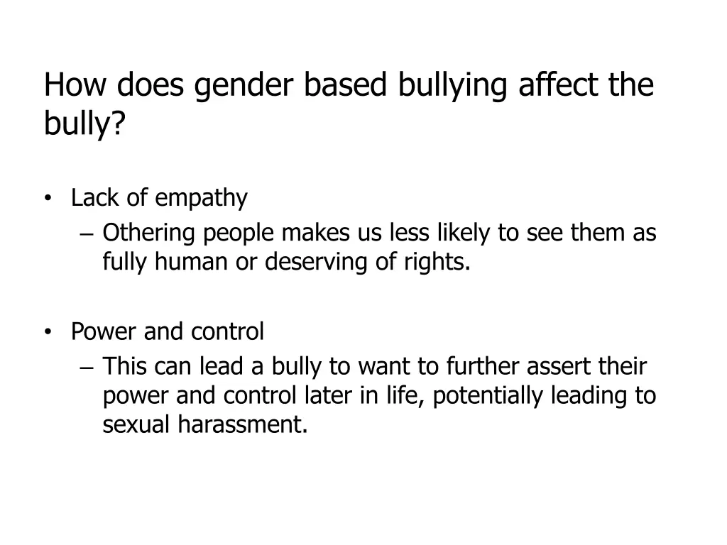 how does gender based bullying affect the bully