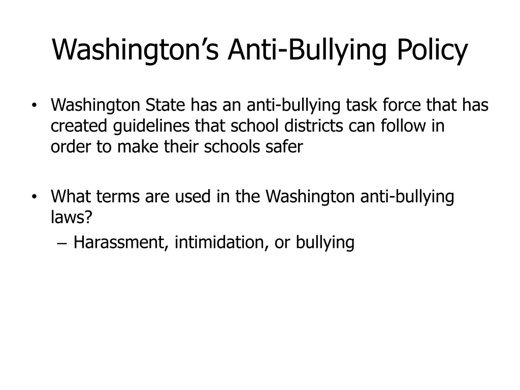 washington s anti bullying policy