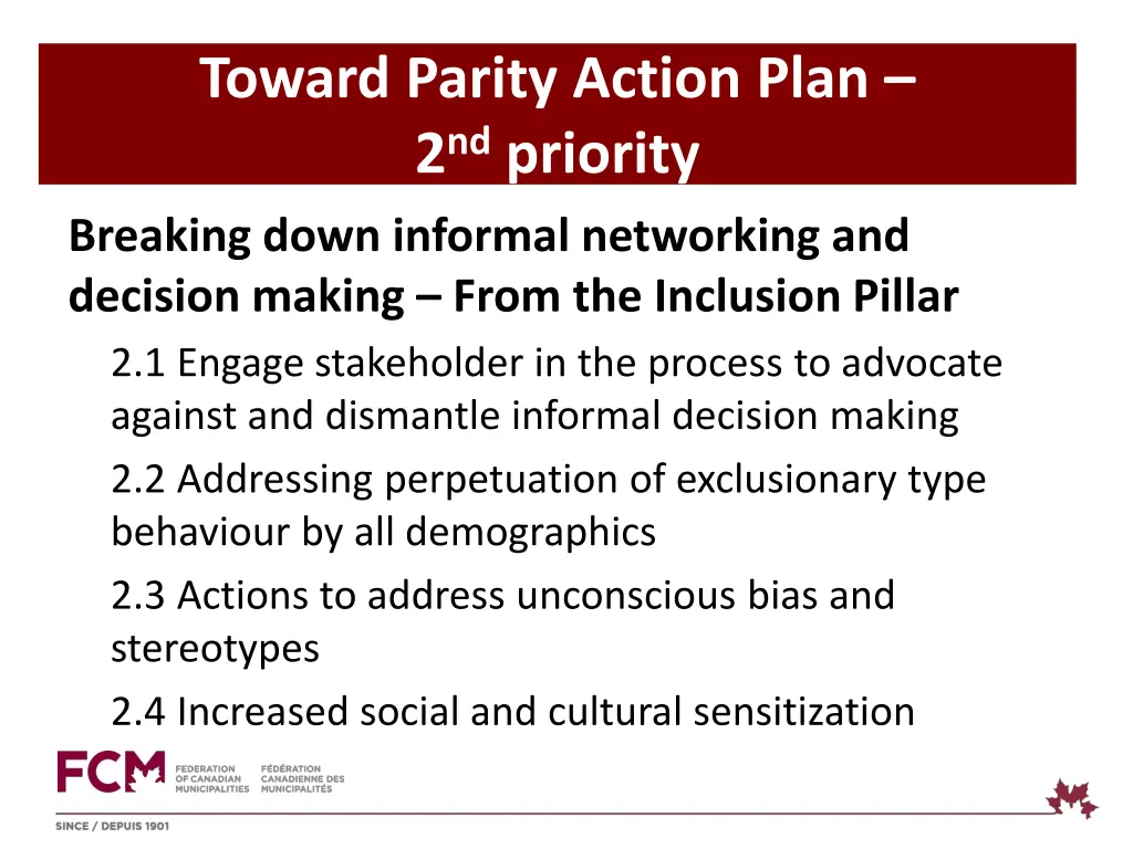 toward parity action plan 2 nd priority breaking