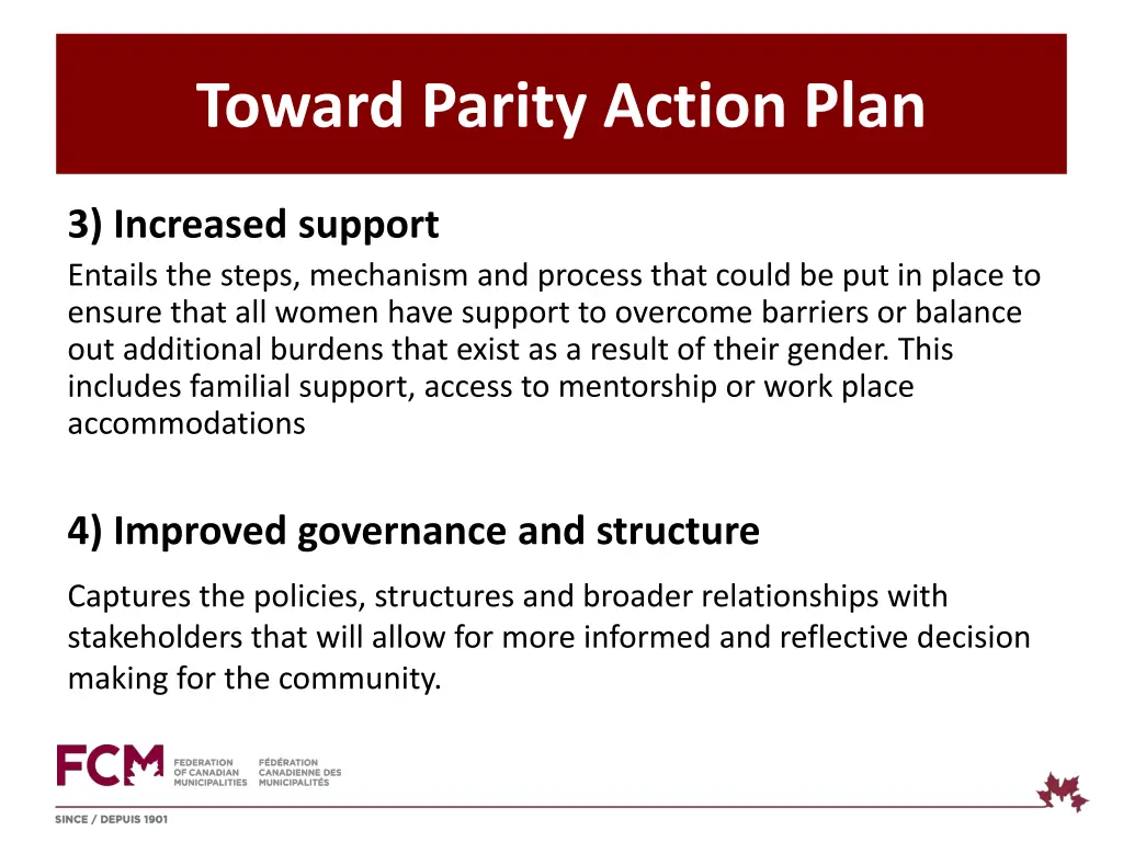 toward parity action plan 3
