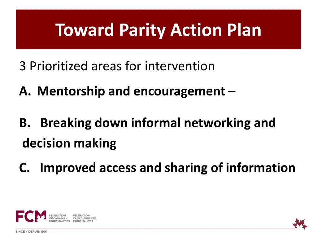 toward parity action plan 4
