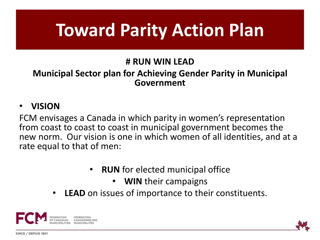 toward parity action plan