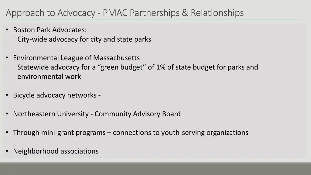approach to advocacy pmac partnerships