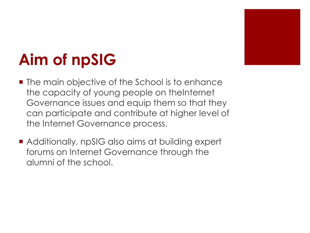 aim of npsig
