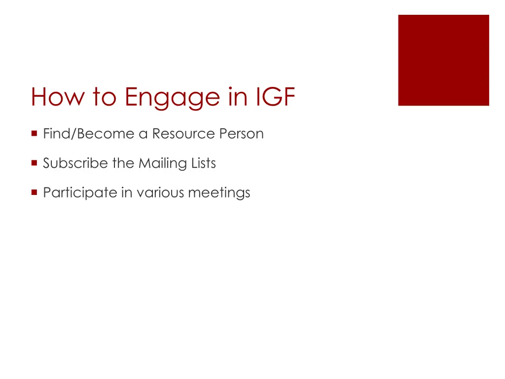 how to engage in igf