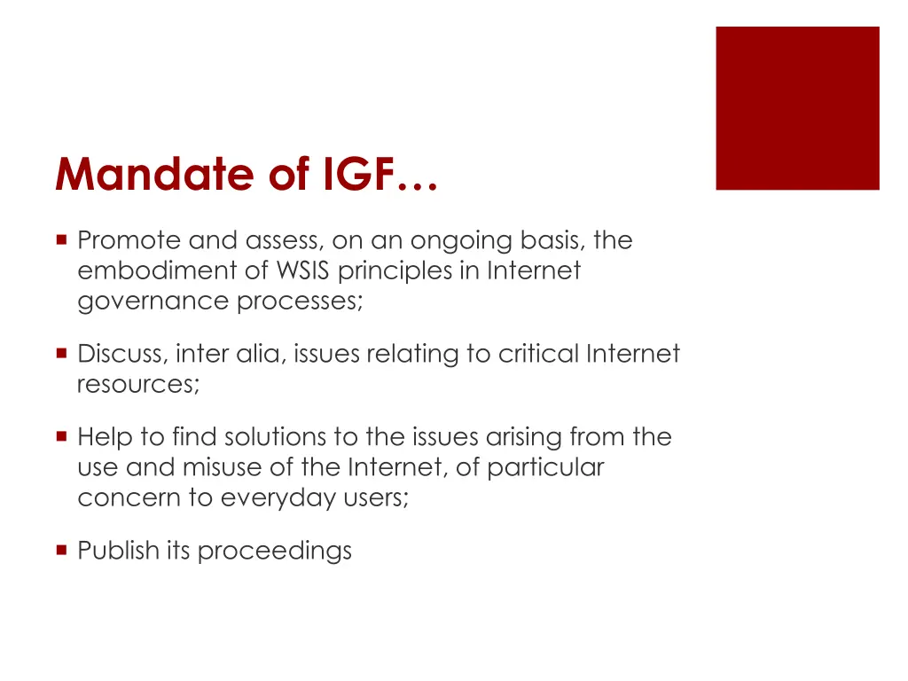 mandate of igf 1