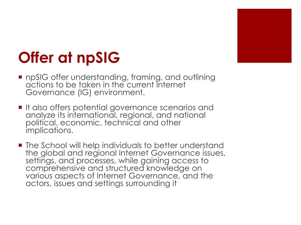 offer at npsig