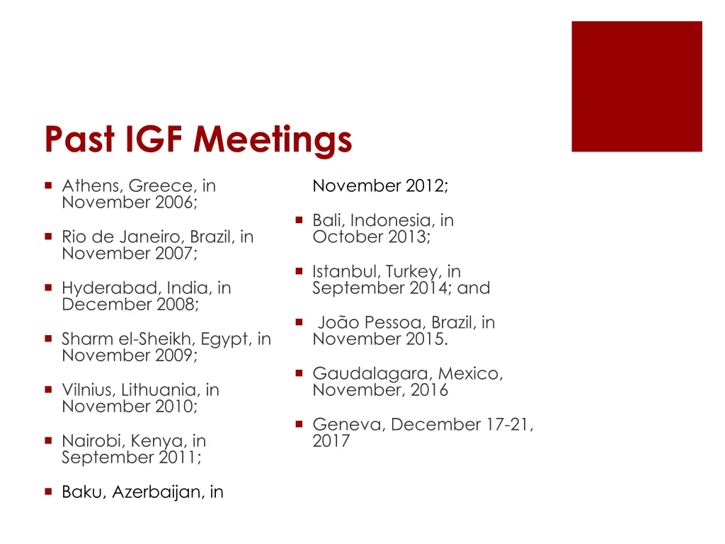 past igf meetings