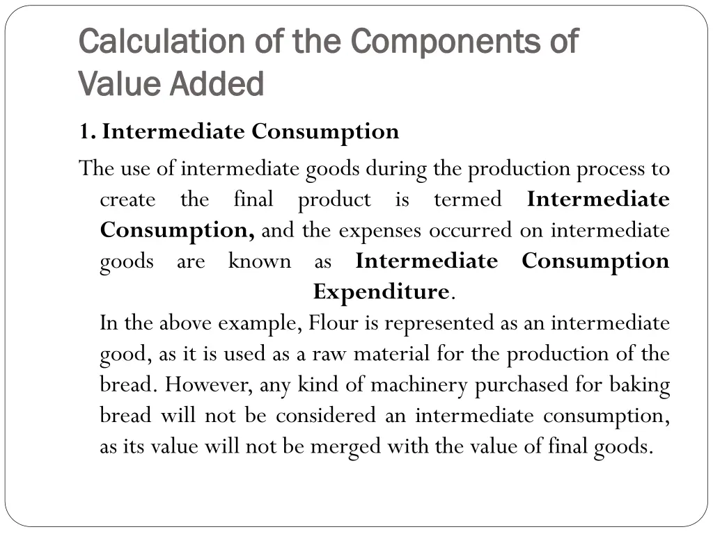 calculation of the components of calculation