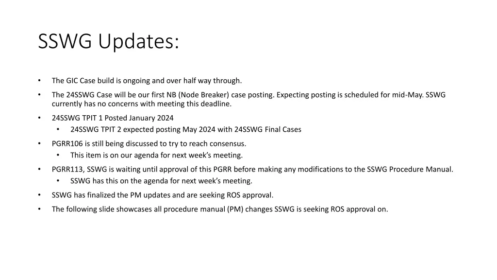 sswg updates