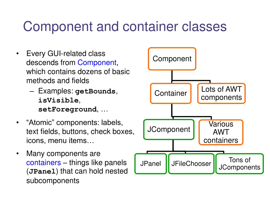 component and container classes