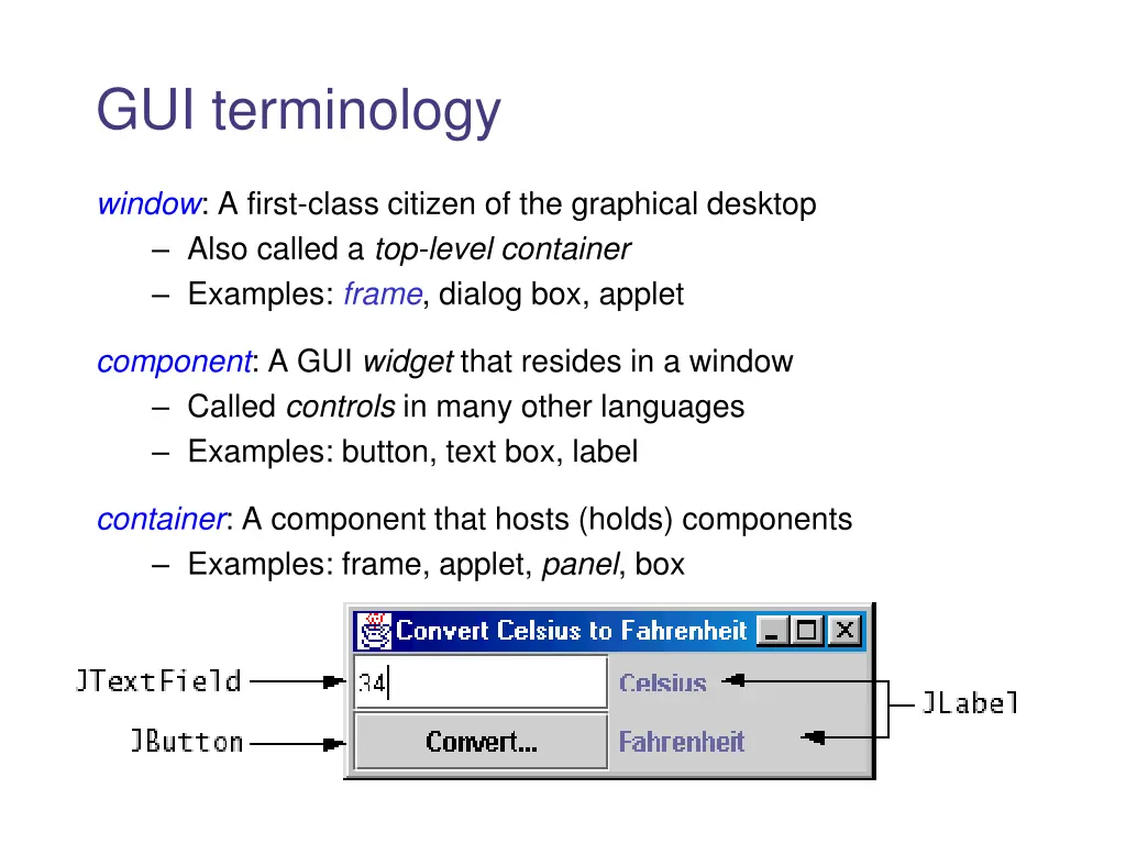 gui terminology
