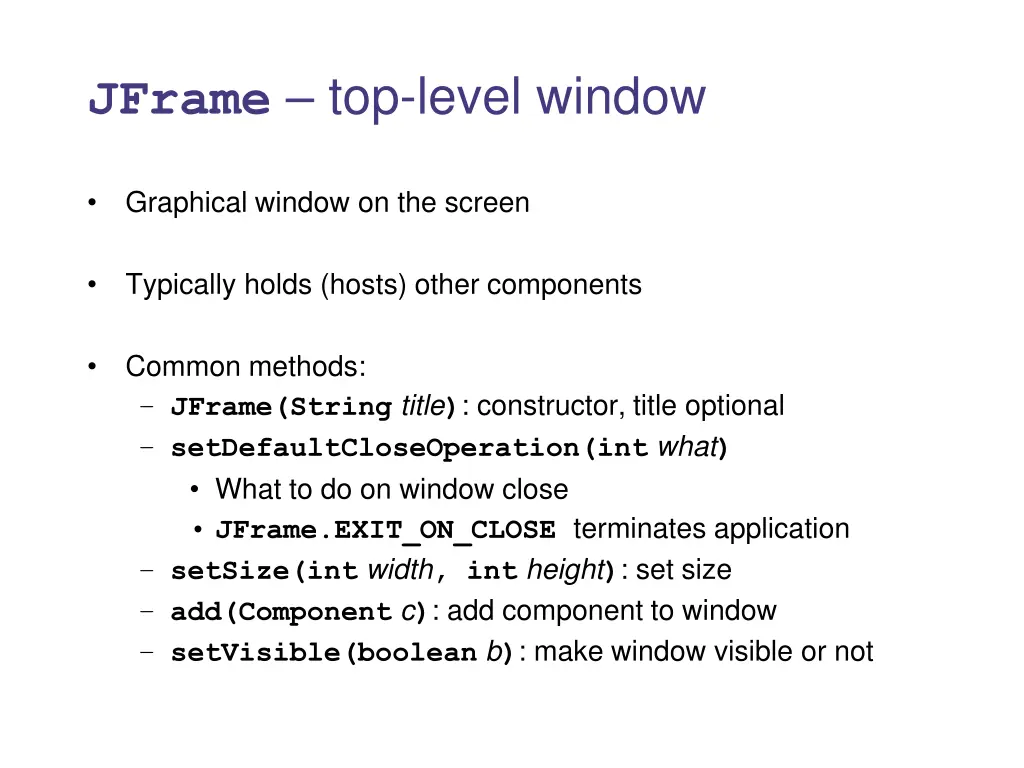 jframe top level window