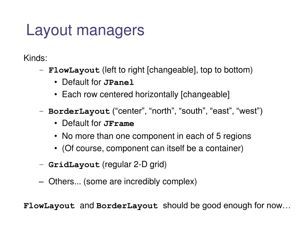 layout managers