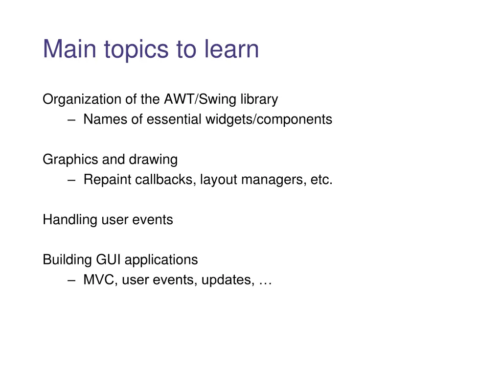 main topics to learn