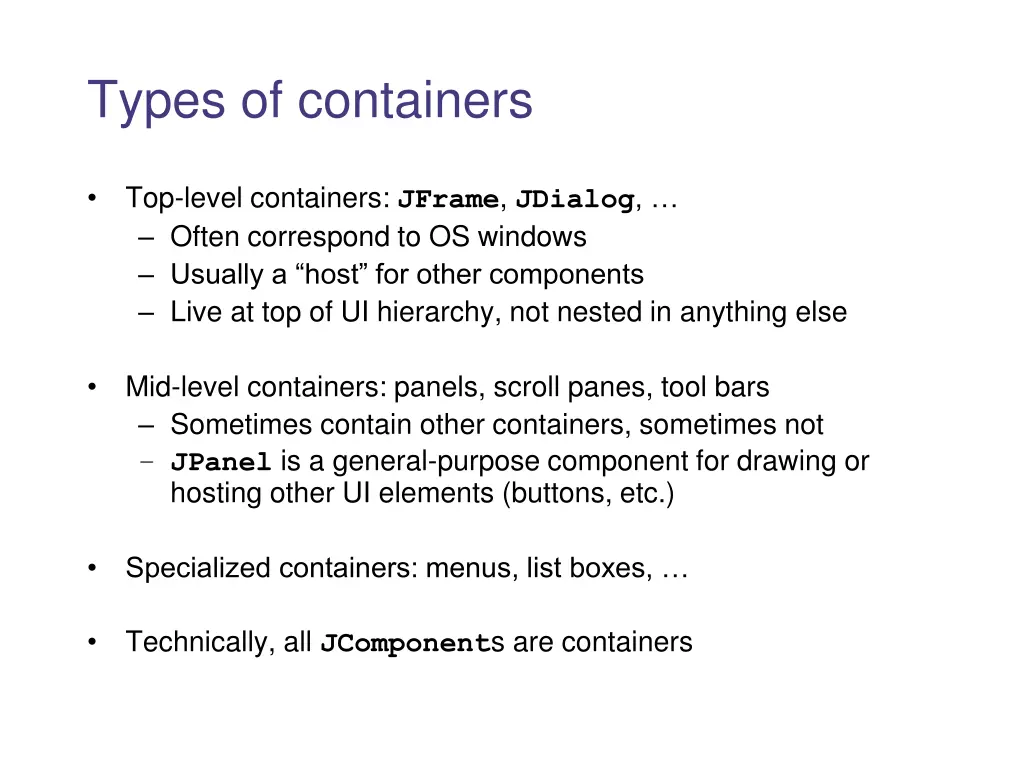 types of containers