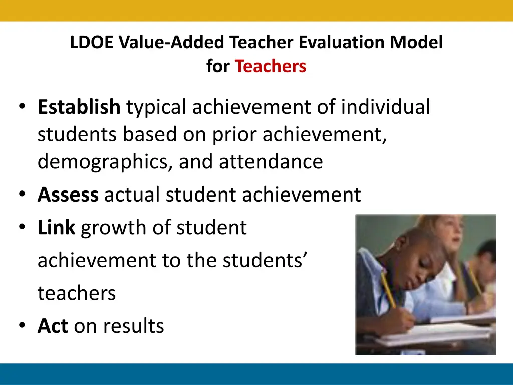 ldoe value added teacher evaluation model