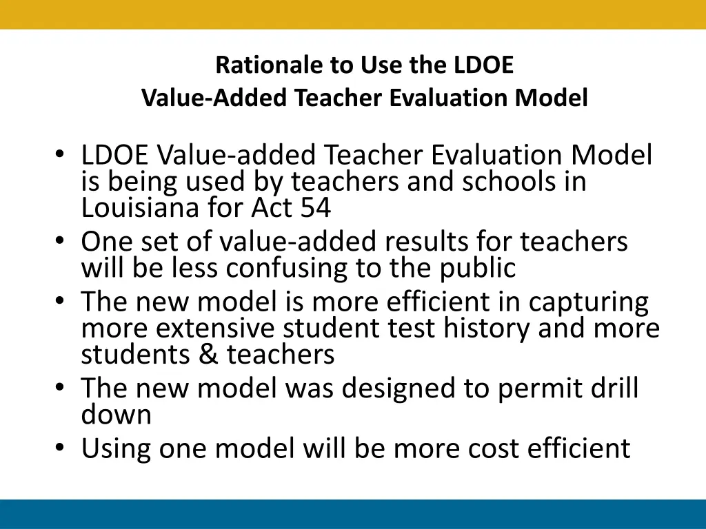 rationale to use the ldoe value added teacher