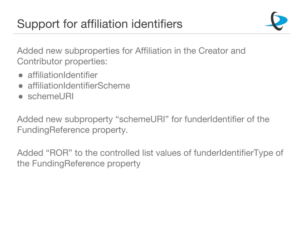 support for affiliation identifiers