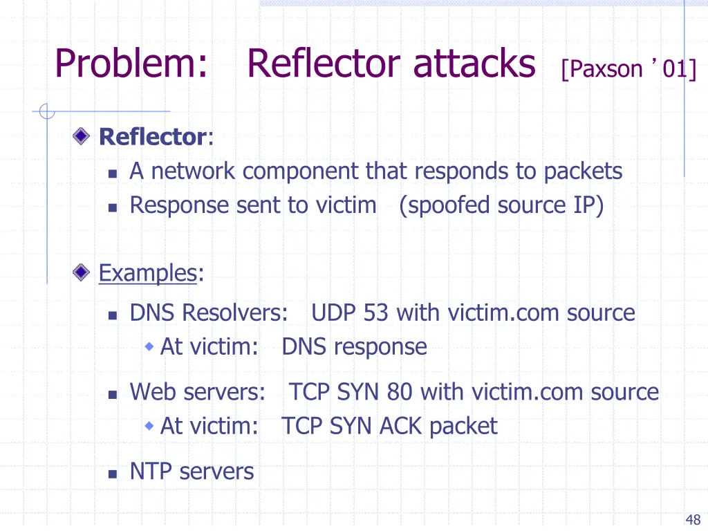problem reflector attacks paxson 01