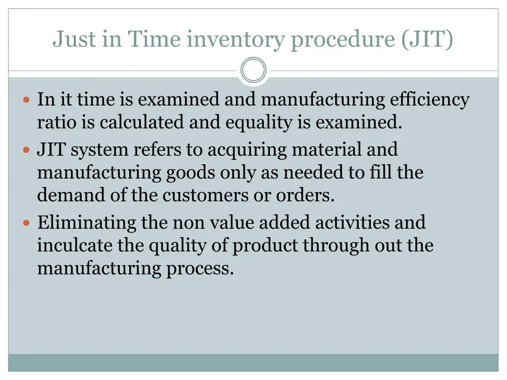 just in time inventory procedure jit