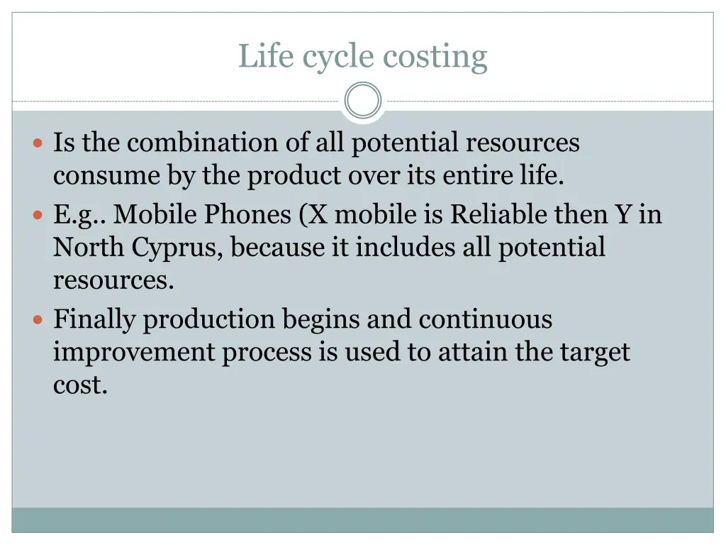 life cycle costing