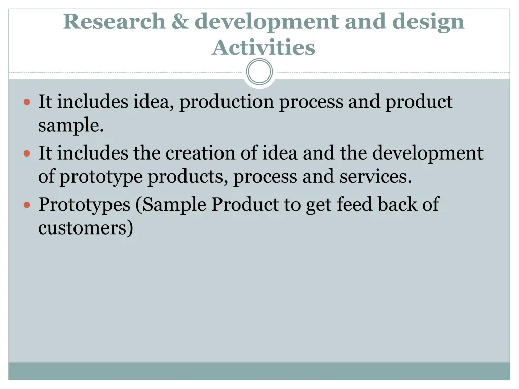 research development and design activities