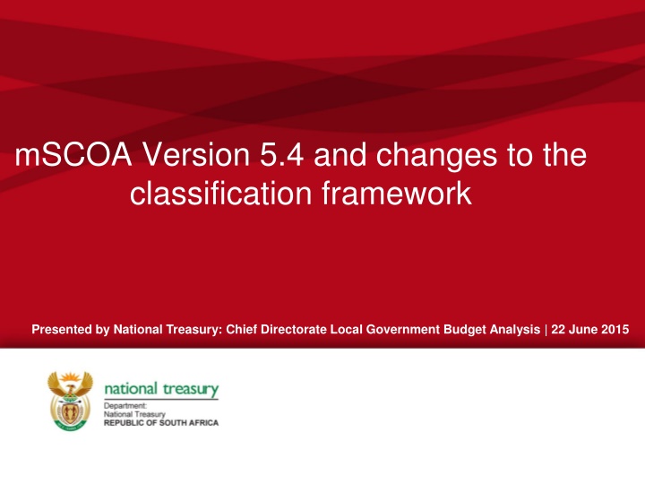 mscoa version 5 4 and changes