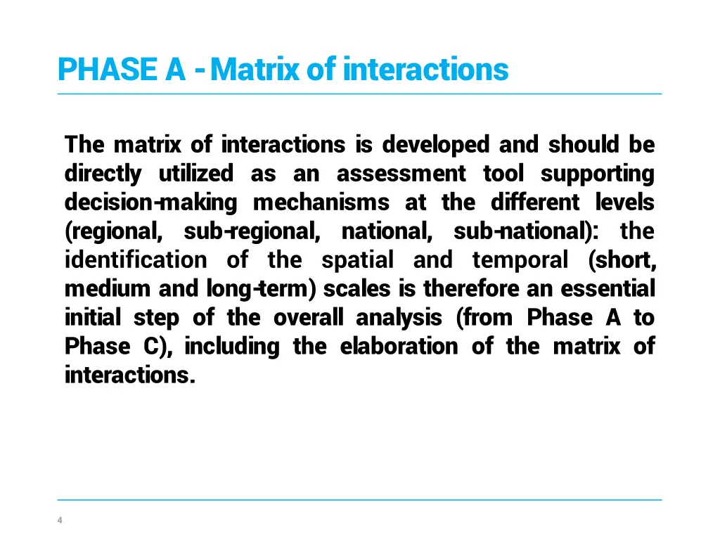 phase a matrix of interactions