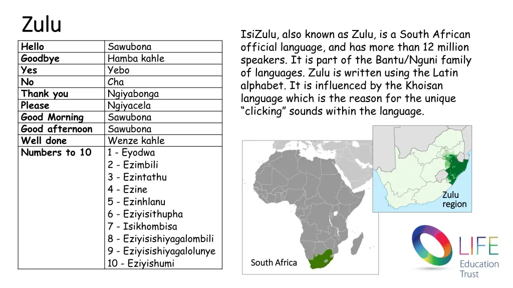 zulu zulu hello goodbye yes no thank you please