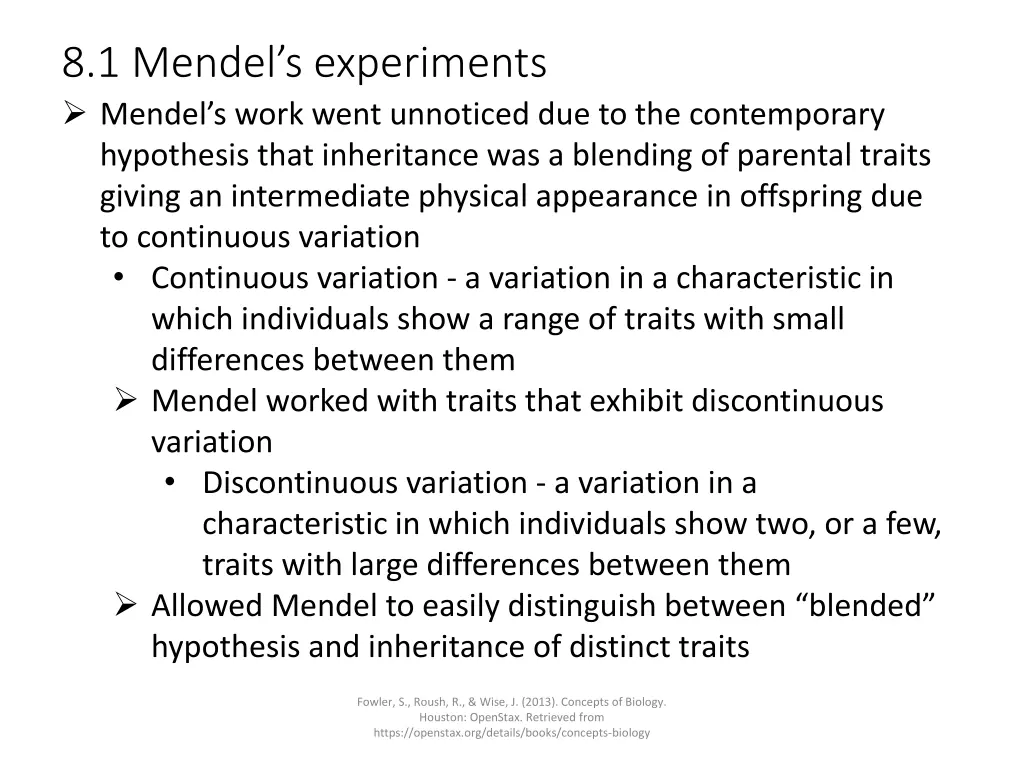 8 1 mendel s experiments mendel s work went