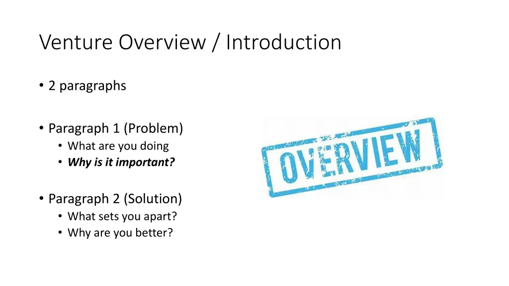 venture overview introduction