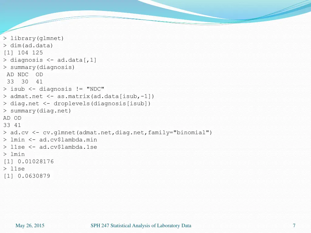 library glmnet dim ad data 1 104 125 diagnosis