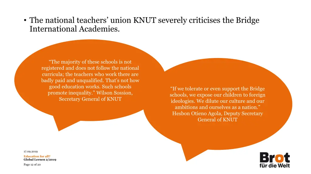 the national teachers union knut severely