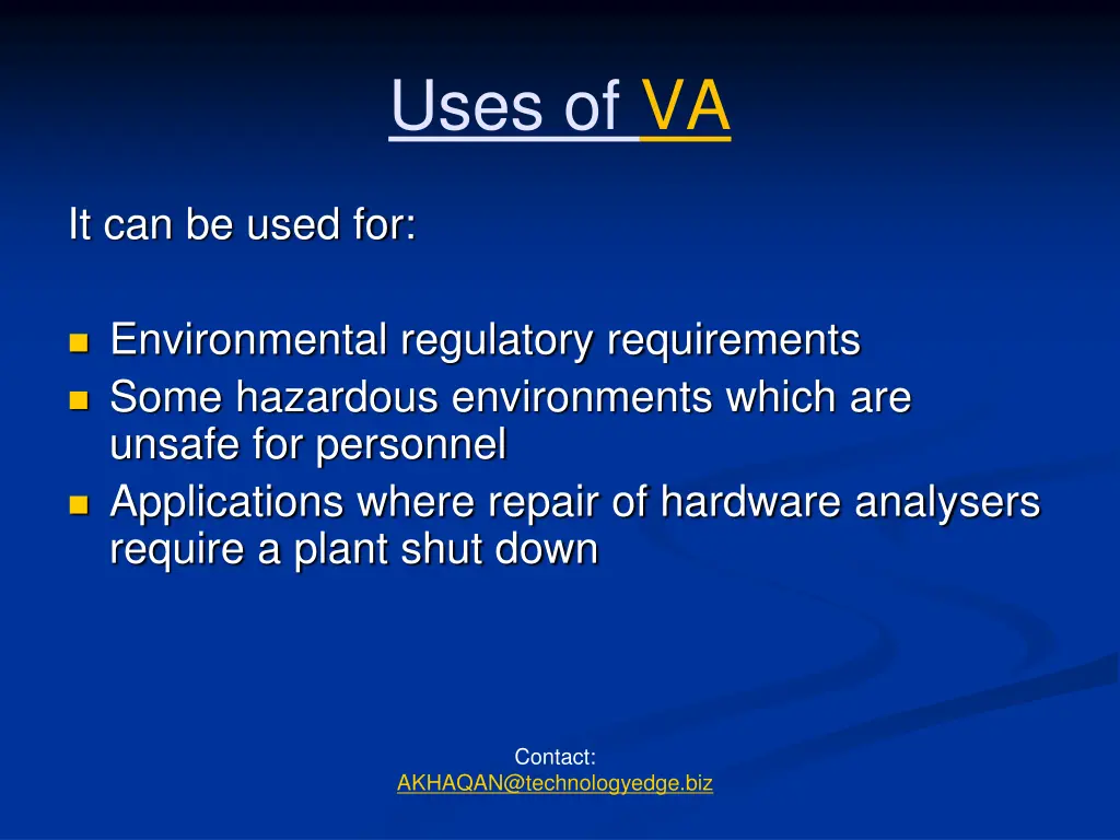 uses of va