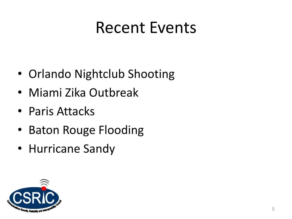 recent events