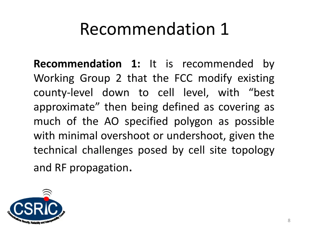 recommendation 1